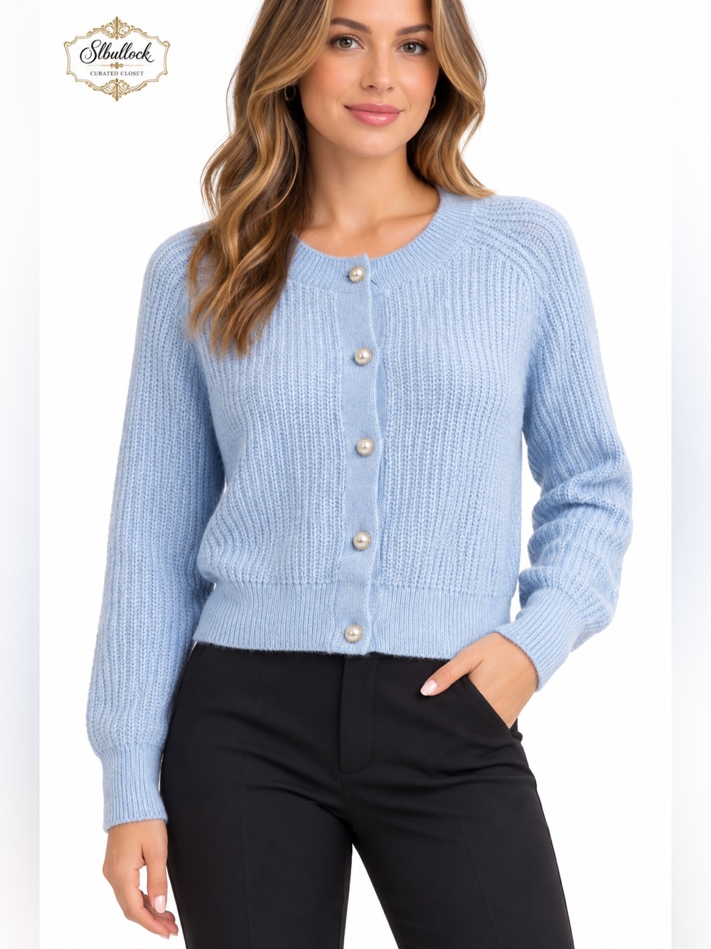 S7 Abercrombie & Fitch Pearl Button Ribbed Cardigan Blue Size Small